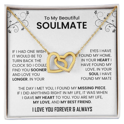 To My Beautiful Soulmate | Interlocking Hearts necklace