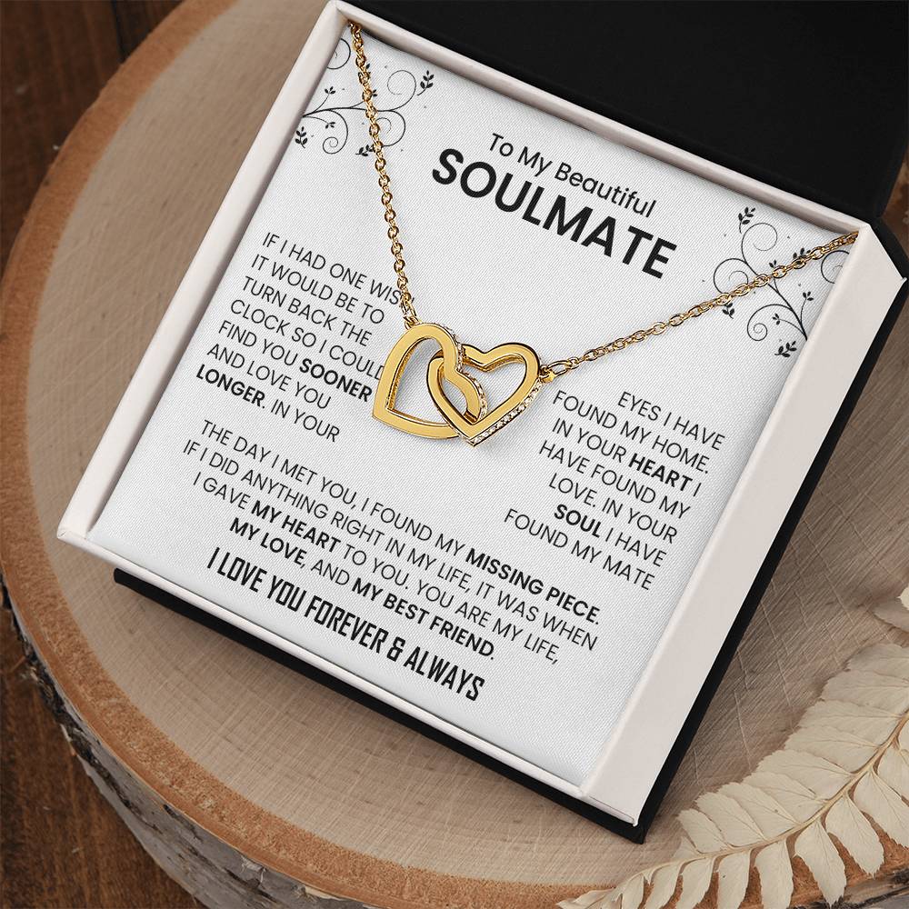 To My Beautiful Soulmate | Interlocking Hearts necklace