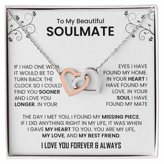 To My Beautiful Soulmate | Interlocking Hearts necklace