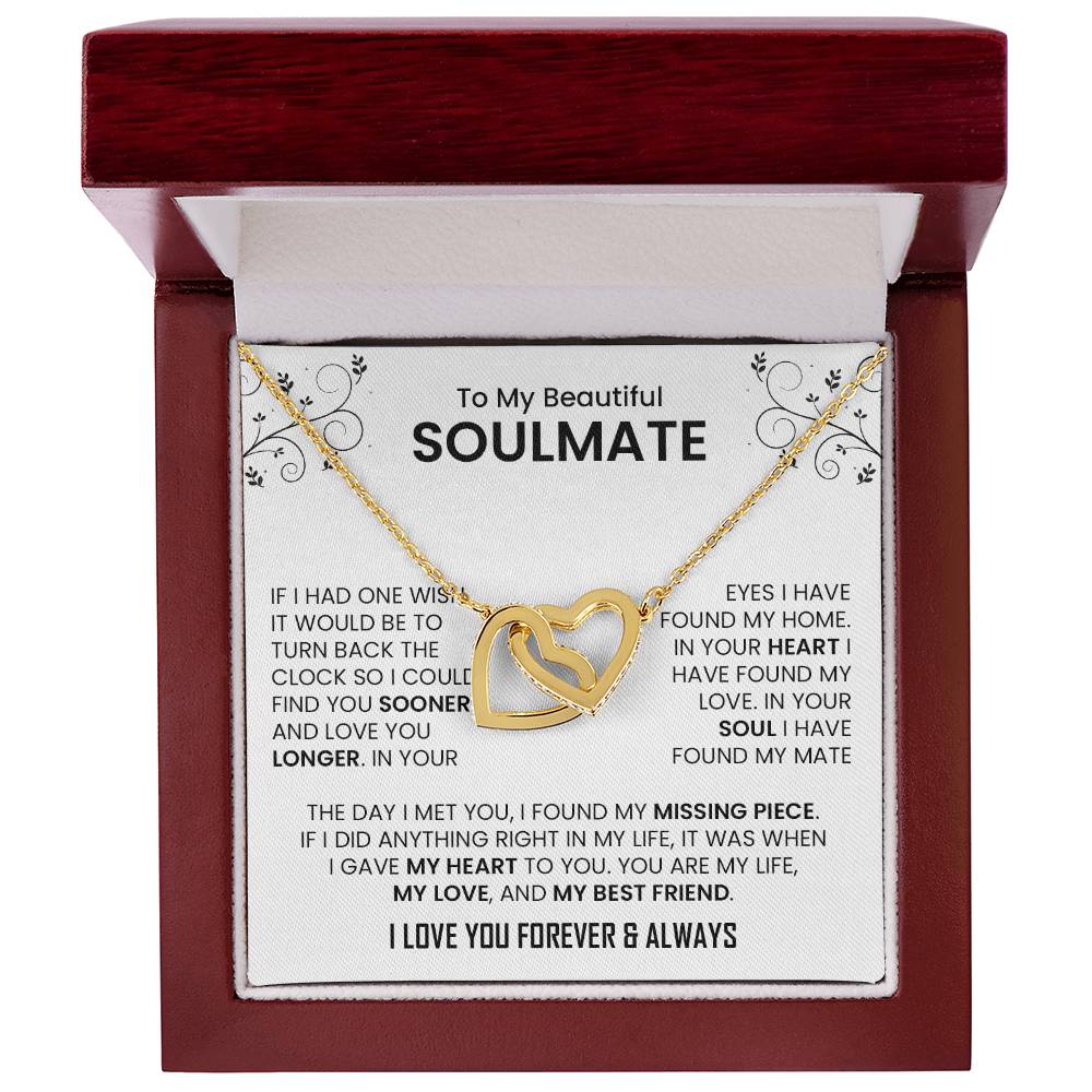 To My Beautiful Soulmate | Interlocking Hearts necklace