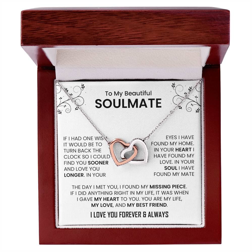 To My Beautiful Soulmate | Interlocking Hearts necklace