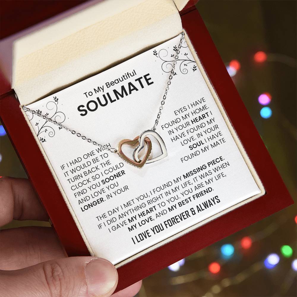 To My Beautiful Soulmate | Interlocking Hearts necklace